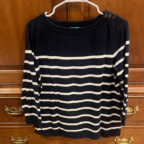 J. McLaughlin Sweaters - J. McLaughlin Navy and White Striped Sweater